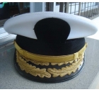 Navy Peak Cap with Plain Badge (White)